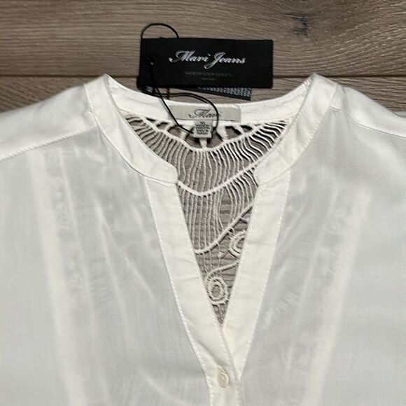 Mavi White Long Sleeve Button Up Roll Up Sleeve Embroidered Shirt Size XL‎ - Picture 3 of 12